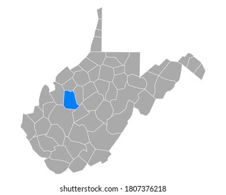 Map of Roane in West Virginia on white