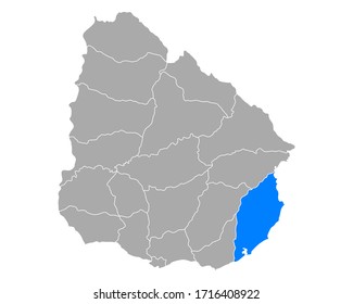 Mapa de Rocha en Uruguay en blanco