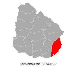 Mapa de Rocha en Uruguay en blanco