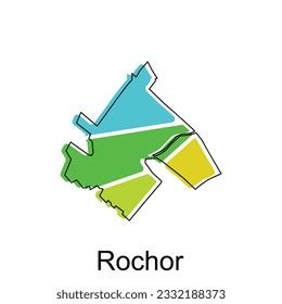 map of Rochor vector design template, national borders and important cities illustration