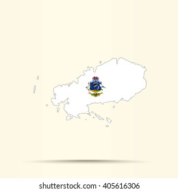 Map of Rodrigues in Rodrigues flag colors