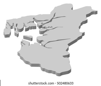 Map - Rogaland (Norway) - 3D-Illustration