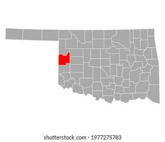 Map of Roger Mills in Oklahoma on white background