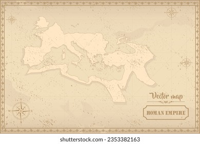 Map of Roman Empire in the old style, brown graphics in retro fantasy style.