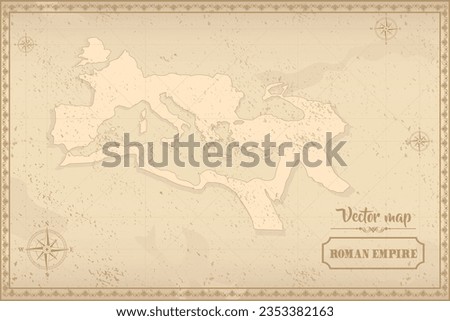 Map of Roman Empire in the old style, brown graphics in retro fantasy style.