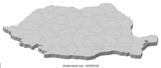Map - Romania - 3D-Illustration