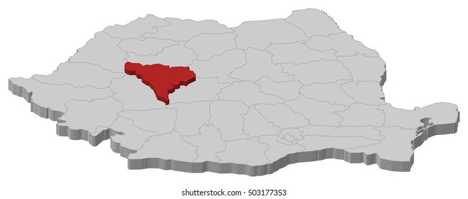 Map - Romania, Alba - 3D-Illustration