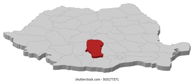Map - Romania, Arges - 3D-Illustration