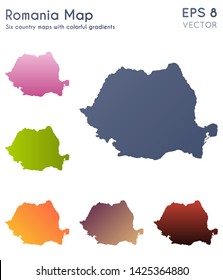 Map of Romania with beautiful gradients. Alluring set of country maps. Quaint vector illustration.