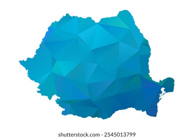 Map of Romania - Blue Polygonal Design For Your. Vector illustration eps 10.