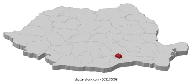 Map - Romania, Bucharest - 3D-Illustration