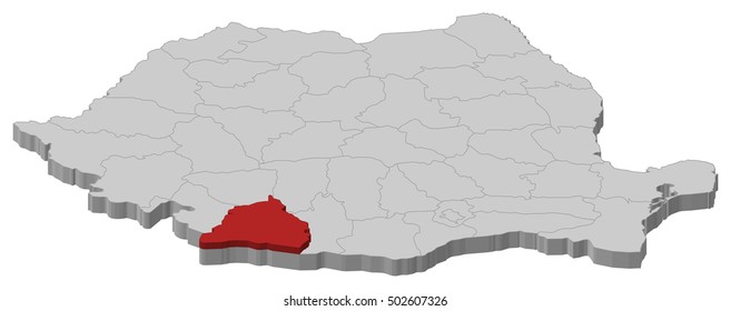 Map - Romania, Dolj - 3D-Illustration