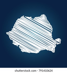 Map of Romania, Drawing map on blackboard of Romania. drawn on chalkboard with scribbled map of Romania can be use for education. vector illustration.