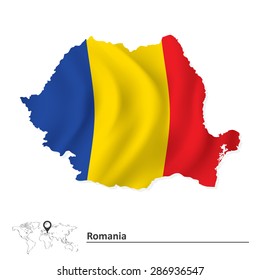 Map of Romania with flag - vector illustration