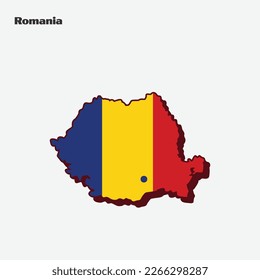 Map of Romania with national flag. Vector illustration. Eps 10.