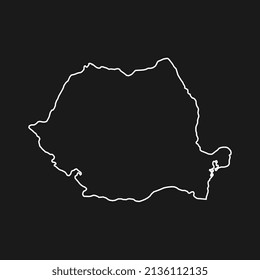 Mapa de Rumania de fondo negro