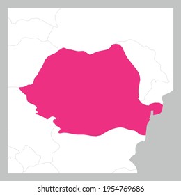 Mapa de Rumania rosa resaltado con los países vecinos