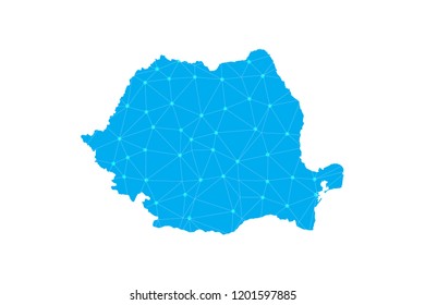 Map of Romania from Polygonal wire frame low poly mesh,Romania map Vector Illustration EPS10.
