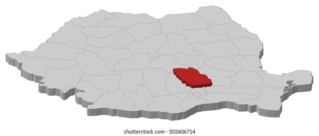 Map - Romania, Prahova - 3D-Illustration