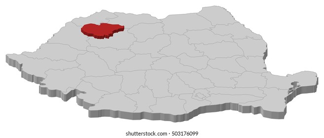 Map - Romania, Salaj - 3D-Illustration