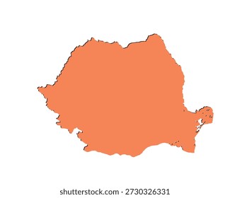 Map of Romania, sign silhouette. World Map Globe. Vector Illustration isolated on white background. Europe continent.