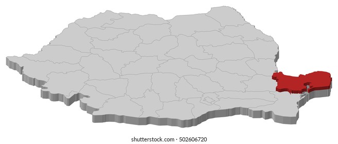 Map - Romania, Tulcea - 3D-Illustration