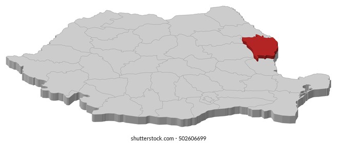 Map - Romania, Vaslui - 3D-Illustration