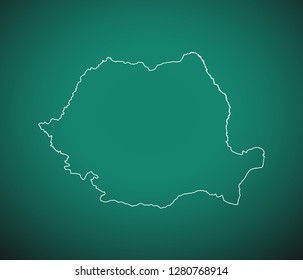 Map of Romania,Green map on dark background. Vector illustration eps 10.