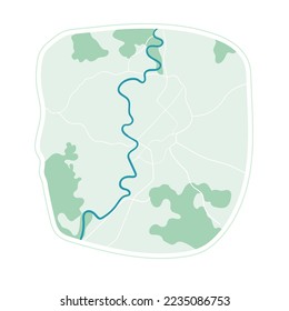 С mapa de la ciudad de Roma, plan de carreteras urbanas de color plano con zonas verdes y fronteras de la ciudad. ilustración vectorial aislada en blanco