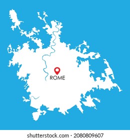 Map of Rome in Italy with location icon