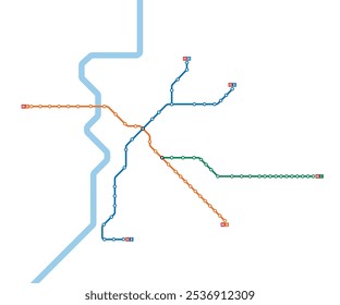 Mapa da rede de metro de Roma com as 3 linhas de metro.