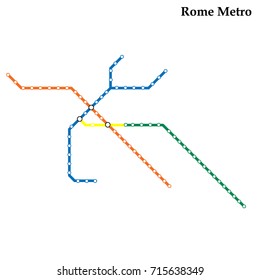 Map of the Rome metro, Subway, Template of city transportation scheme for underground road. Vector illustration