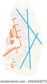 Map of Ronald Reagan Washington National Airport (United States of America). IATA-code: DCA. Airport diagram with runways, taxiways, apron, parking areas and buildings. Map Data from OpenStreetMap.