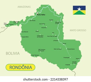 Mapa de ilustraciones vectoriales de la Rondonia en Brasil