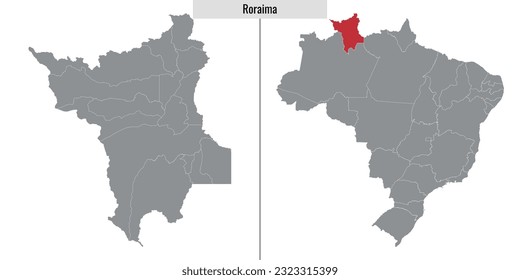 map of Roraima state of Brazil and location on Brazilian map