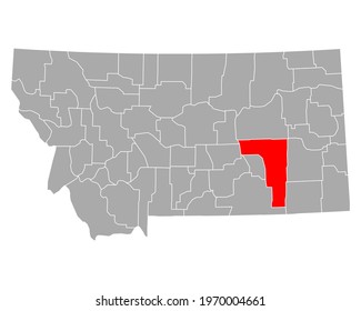 Map of Rosebud in Montana on white