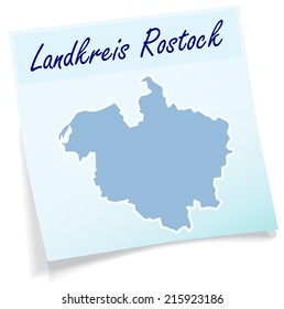 Map of Rostock as sticky note in blue