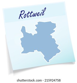 Map of Rottweil as sticky note in blue