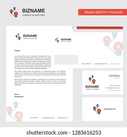 Map route  Business Letterhead, Envelope and visiting Card Design vector template