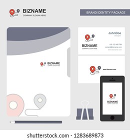 Map route  Business Logo, File Cover Visiting Card and Mobile App Design. Vector Illustration