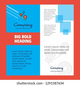 Map route  Company Brochure Title Page Design. Company profile, annual report, presentations, leaflet Vector Background