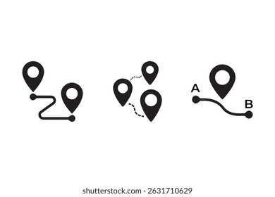 Map, route, gps distance, roadmap icon set. Vector graphic illustration. Suitable for website design, logo, app, template, and ui.