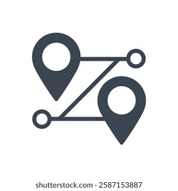 Map Route Icon On White Background