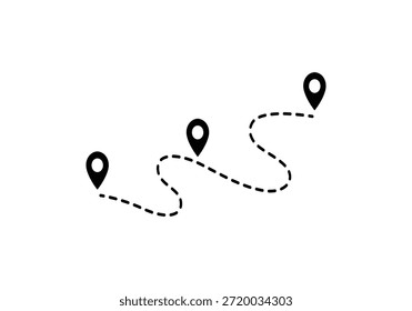 mapear rota com pinos de localização no plano de fundo branco