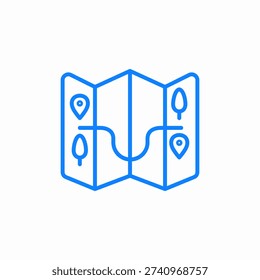 map with route and markers icon sign vector