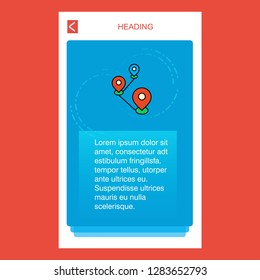 Map route  mobile vertical banner design design. Vector
