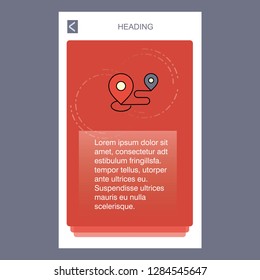 Map route  mobile vertical banner design design. Vector
