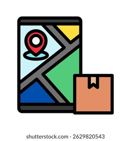 Map Route outline color, mini illustration icon. use for modern concept, print, UI, UX kit, web and app development. Vector related to sales, logistic and ecommerce

