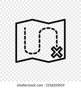 Map, route simple icon vector. Flat design. Transparent grid.