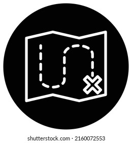 Map, route simple icon vector. Flat design. White icon on black circle. White background.ai